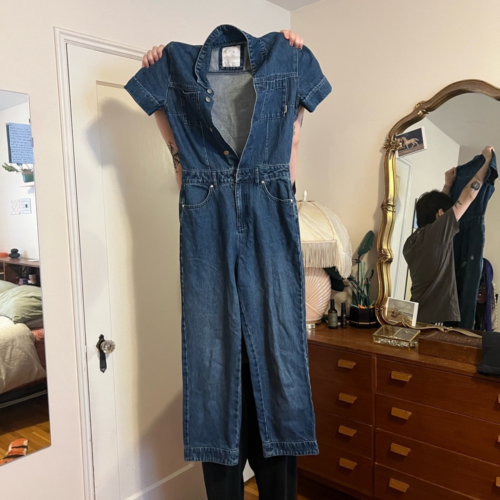 AFENDS navy denim jump suit women’s small